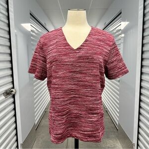 Vintage y2k knit marled metallic swirl v neck tee